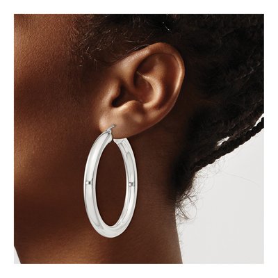 Sterling Silver 46mm Round Hoop Earrings – view 4