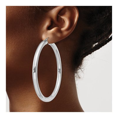 Sterling Silver 67mm Hoop Earrings – view 4