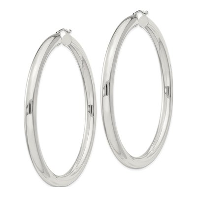 Sterling Silver 67mm Round Hoop Earrings – view 3