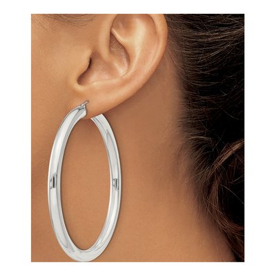 Sterling Silver 67mm Round Hoop Earrings – view 4