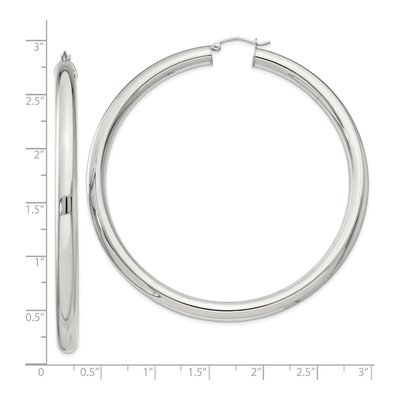 Sterling Silver 72mm Round Hoop Earrings – view 5