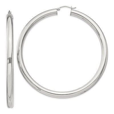 Sterling Silver 72mm Round Hoop Earrings