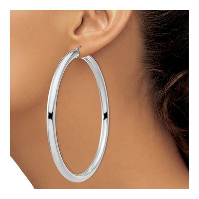 Sterling Silver 83mm Hoop Earrings – view 5