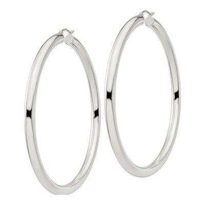 Sterling Silver 83mm Round Hoop Earrings – view 3
