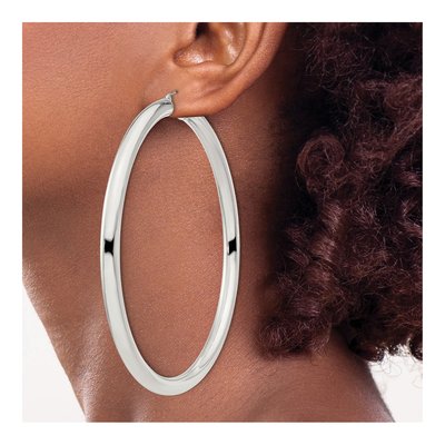 Sterling Silver 83mm Round Hoop Earrings – view 4