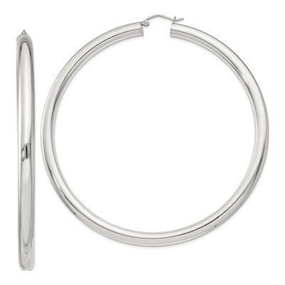 Sterling Silver 83mm Round Hoop Earrings
