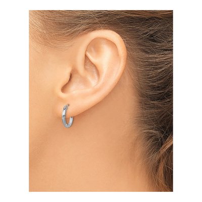 Sterling Silver 14mm Diamond-Cut Hoop Earrings – view 4