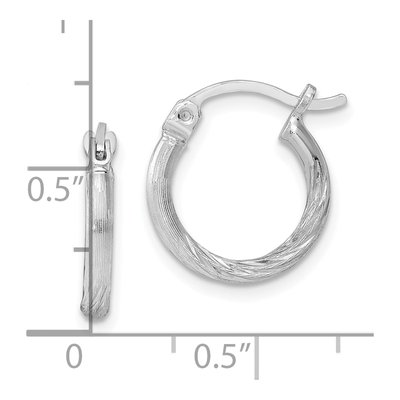 Sterling Silver 14mm Diamond-Cut Hoop Earrings – view 5