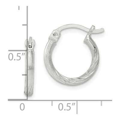 Sterling Silver 14mm Diamond-Cut Hoop Earrings – view 5