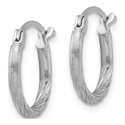 Sterling Silver 17mm Diamond-Cut Hoop Earrings – view 3