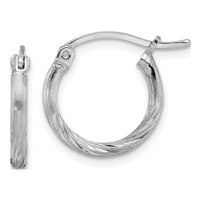 Sterling Silver 17mm Diamond-Cut Hoop Earrings