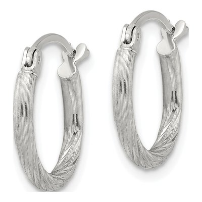 Sterling Silver 17mm Diamond-Cut Hoop Earrings – view 3