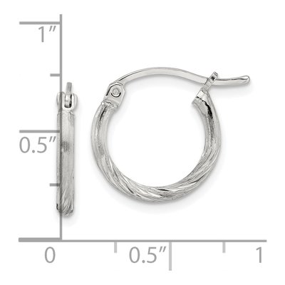 Sterling Silver 17mm Diamond-Cut Hoop Earrings – view 5