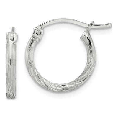 Sterling Silver 17mm Diamond-Cut Hoop Earrings