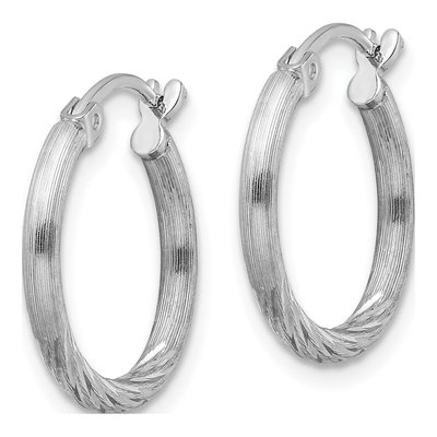 Sterling Silver 19mm Diamond-Cut Hoop Earrings – view 3