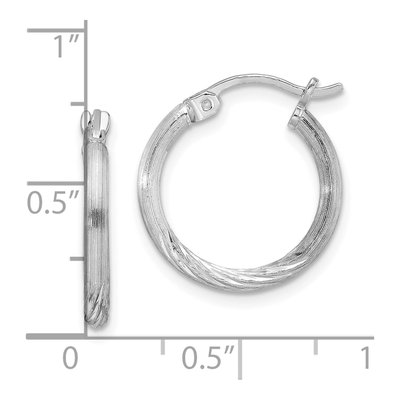 Sterling Silver 19mm Diamond-Cut Hoop Earrings – view 5