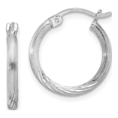 Sterling Silver 19mm Diamond-Cut Hoop Earrings