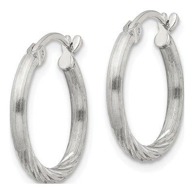 Sterling Silver 19mm Diamond-Cut Hoop Earrings – view 3