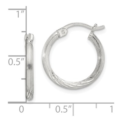 Sterling Silver 19mm Diamond-Cut Hoop Earrings – view 5
