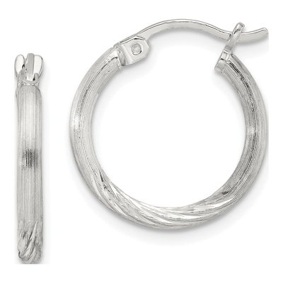 Sterling Silver 19mm Diamond-Cut Hoop Earrings