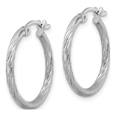 Sterling Silver 22mm Diamond-Cut Hoop Earrings – view 3