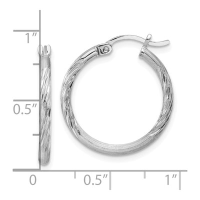 Sterling Silver 22mm Diamond-Cut Hoop Earrings – view 5