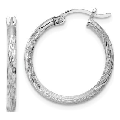 Sterling Silver 22mm Diamond-Cut Hoop Earrings