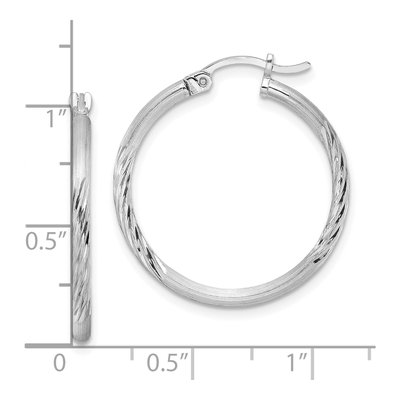 Sterling Silver 27mm Diamond-Cut Hoop Earrings – view 5
