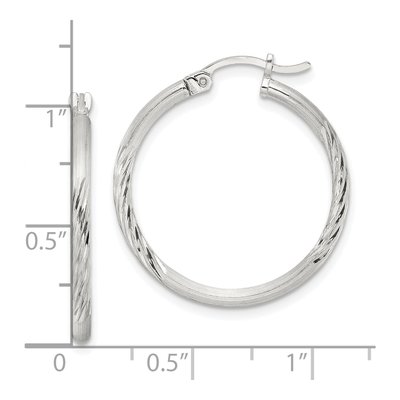 Sterling Silver 27mm Diamond-Cut Hoop Earrings – view 5