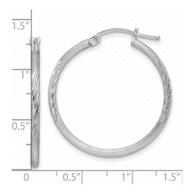 Sterling Silver 32mm Diamond-Cut Hoop Earrings – view 5