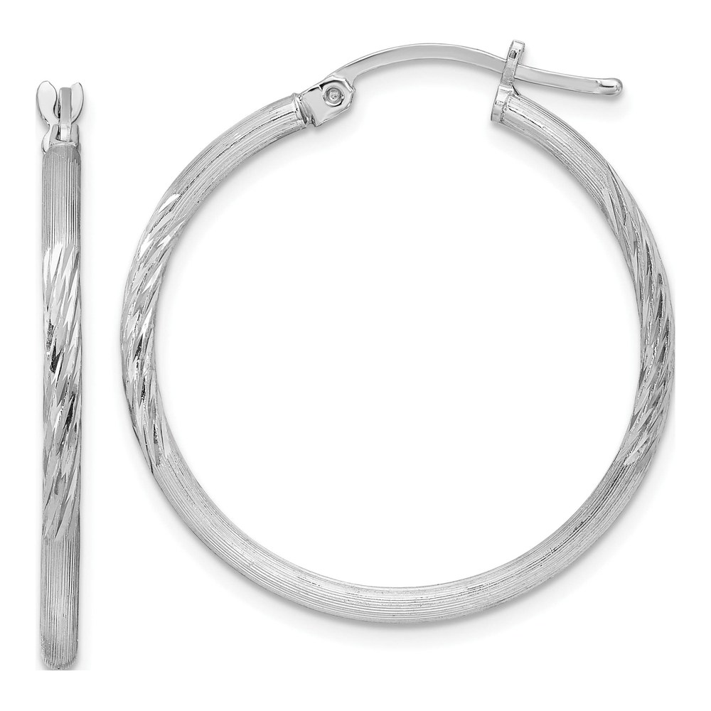 Sterling Silver 32mm Diamond-Cut Hoop Earrings