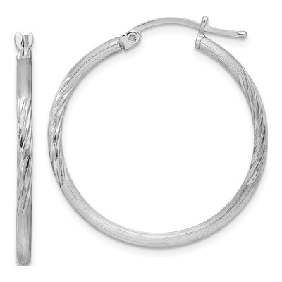 Sterling Silver 32mm Diamond-Cut Hoop Earrings