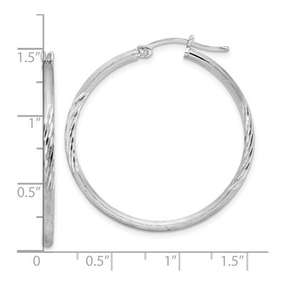 Sterling Silver 38mm Diamond-Cut Hoop Earrings – view 5