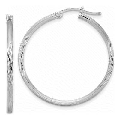 Sterling Silver 38mm Diamond-Cut Hoop Earrings