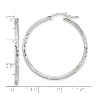 Sterling Silver 38mm Diamond-Cut Hoop Earrings – view 5