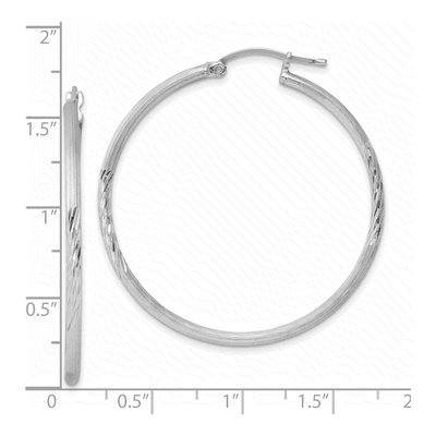 Sterling Silver 43mm Diamond-Cut Hoop Earrings – view 5