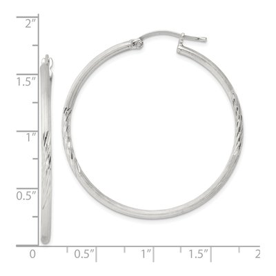 Sterling Silver 43mm Diamond-Cut Hoop Earrings – view 5