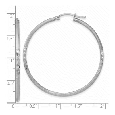 Sterling Silver 47mm Diamond-Cut Hoop Earrings – view 5