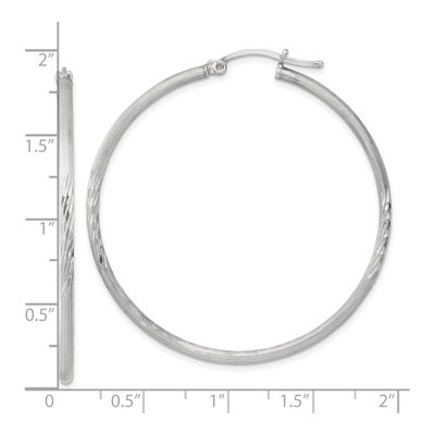 Sterling Silver 47mm Diamond-Cut Hoop Earrings – view 5