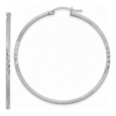 Sterling Silver 52mm Diamond-Cut Hoop Earrings