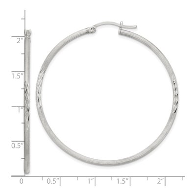 Sterling Silver 52mm Diamond-Cut Hoop Earrings – view 5