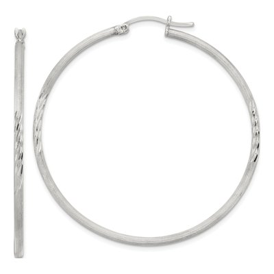 Sterling Silver 52mm Diamond-Cut Hoop Earrings