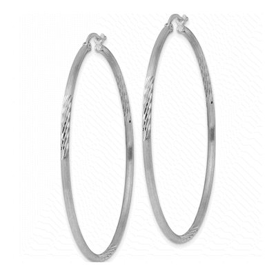 Sterling Silver 58mm Diamond-Cut Hoop Earrings – view 3