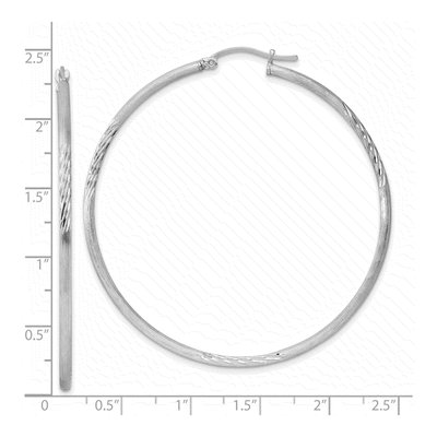 Sterling Silver 58mm Diamond-Cut Hoop Earrings – view 5