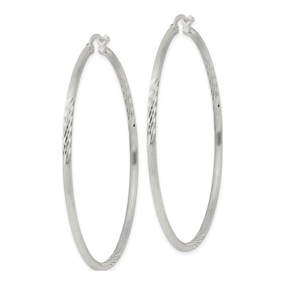 Sterling Silver 58mm Diamond-Cut Hoop Earrings – view 3