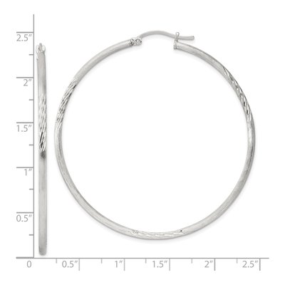 Sterling Silver 58mm Diamond-Cut Hoop Earrings – view 5