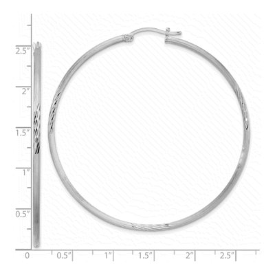 Sterling Silver 63mm Diamond-Cut Hoop Earrings – view 5