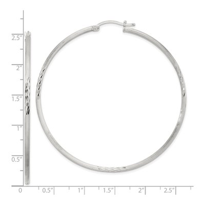 Sterling Silver 63mm Diamond-Cut Hoop Earrings – view 5