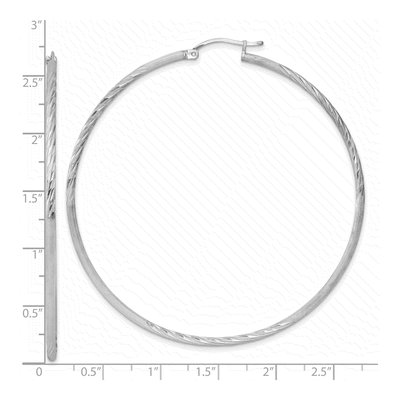 Sterling Silver 68mm Diamond-Cut Hoop Earrings – view 5