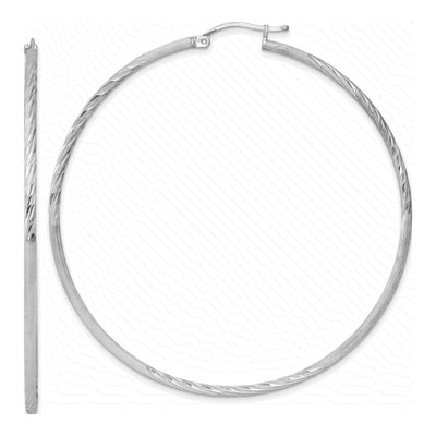Sterling Silver 68mm Diamond-Cut Hoop Earrings
